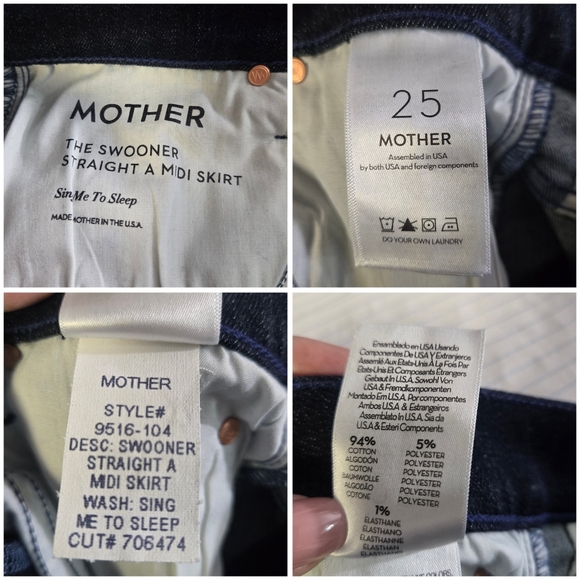 Mother The Swooner Straight A Midi Skirt Blue Denim Floral Sing Me To Sleep 25 - Picture 8 of 15